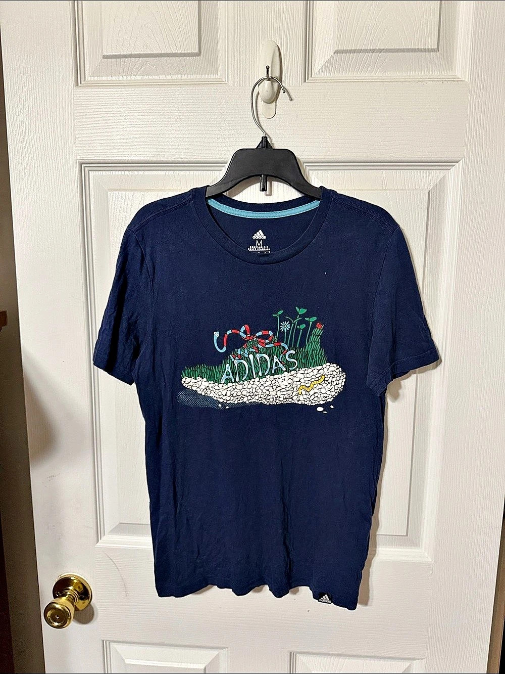 adidas Kids Graphic Tee Blue Size Medium